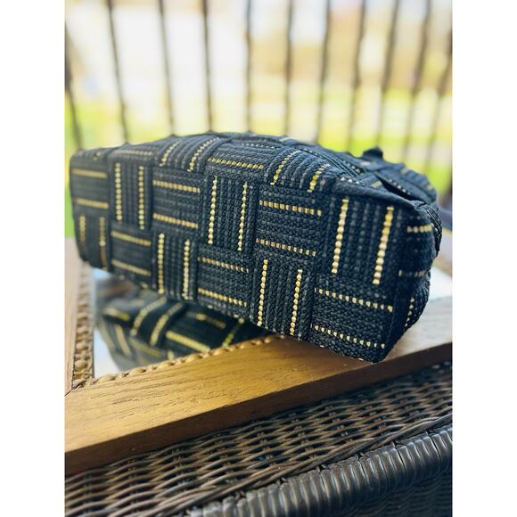 Vintage M&G Bertini Black and Gold Tote Bag Double Lucite Handles Made In Italy - Picture 7 of 12